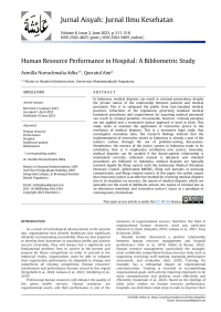 Image of ANALYSIS OF WORKLOAD IN HOSPITAL : A BIBLIOMETRIC

STUDY